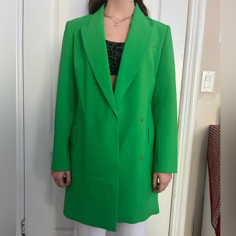rich, green blazer. size M but model is a size S/XS